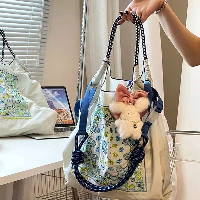 大好評 環境保護バッグ 刺繍プリント ショッピングバッグ<S-5734>