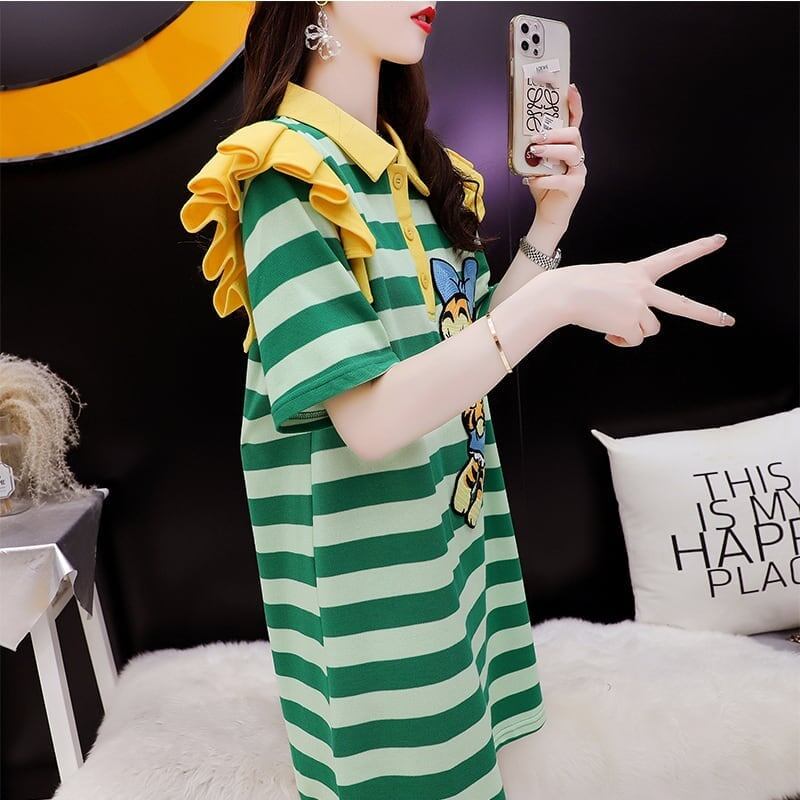個性的なデザイン プリント オシャレ度満点 Tシャツ カットソー ワンピース＜S-3514＞