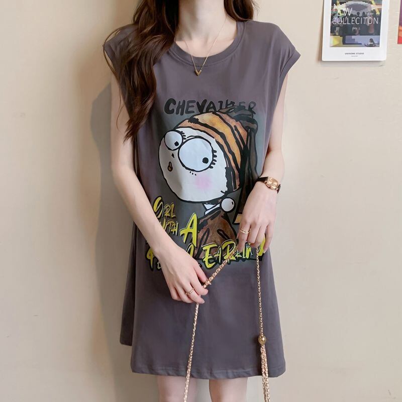 真夏も快適 着心地良い ファッション感満々 プリント全4色 ノースリーブ Tシャツ カットソー＜S-9161＞