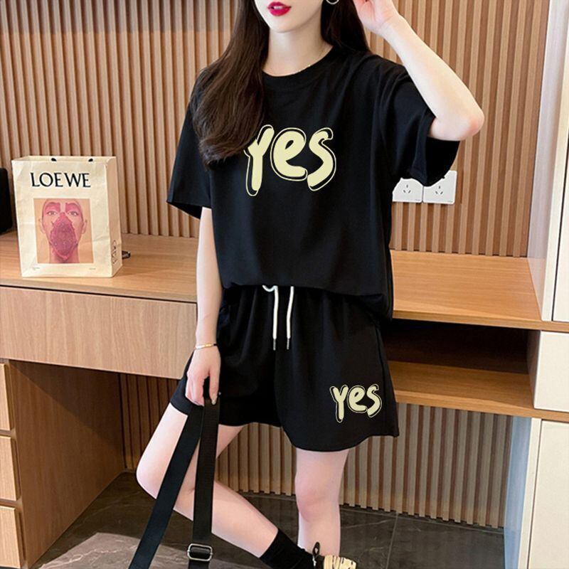 主役級 カジュアル シンプル 半袖Ｔシャツⅹパンツセット全2色<S-11662>