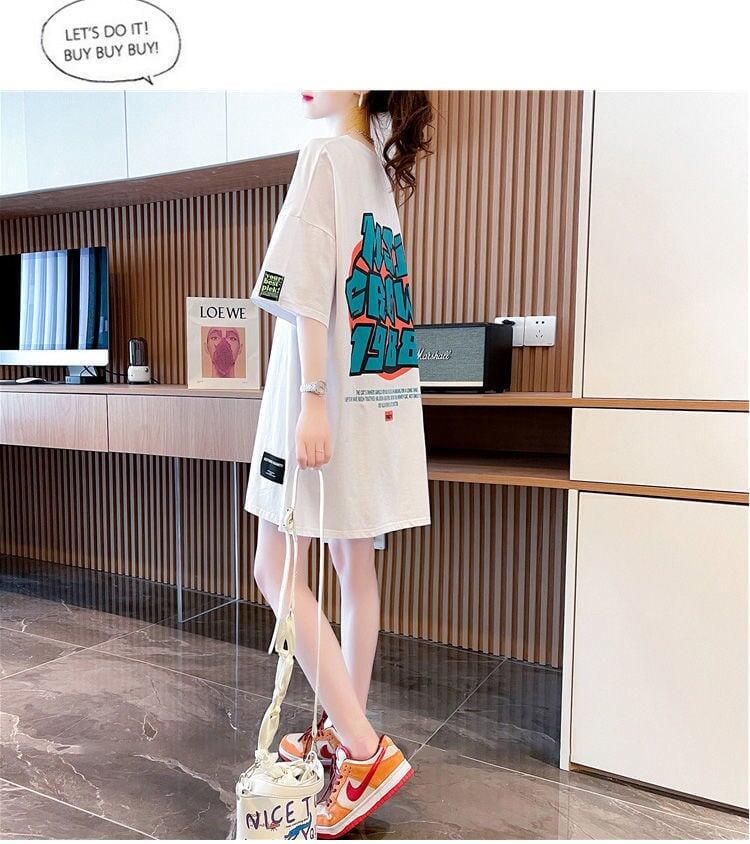 組み合わせやすい アルファベット 数字ロゴ プリントTシャツ ゆったり半袖＜S-2957＞