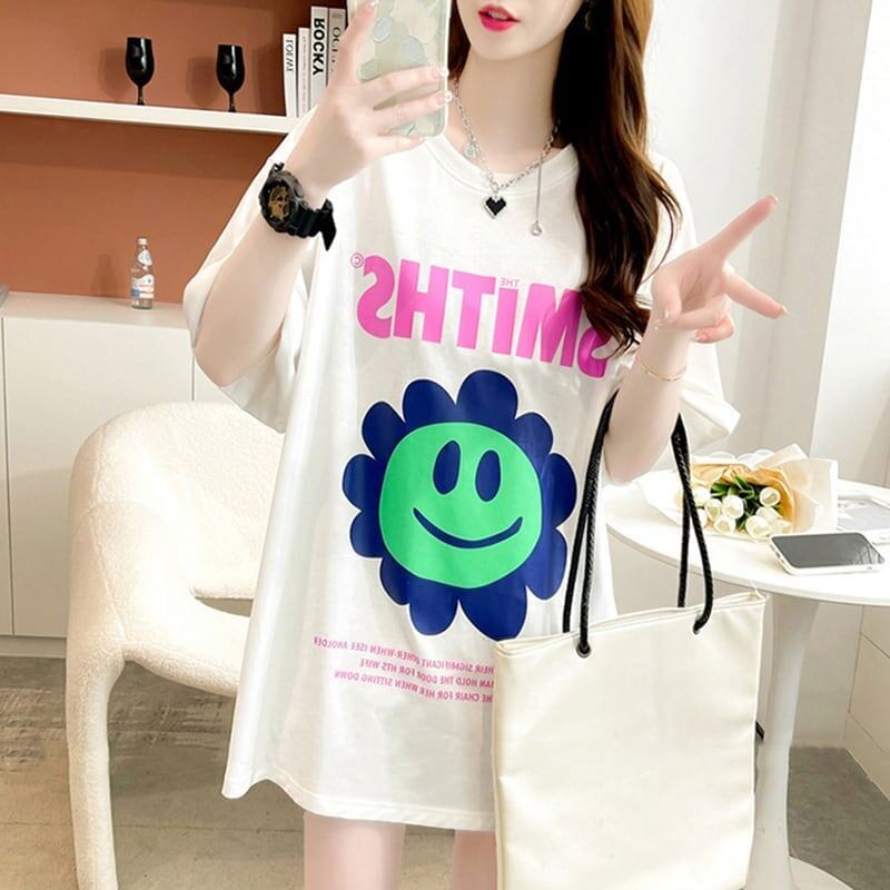 美人度アップ 切り替え ファッション プリント Tシャツ カットソー＜S-3412＞
