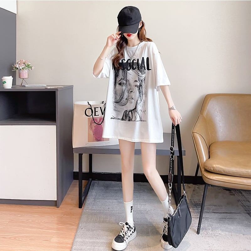美人度アップ 切り替え ファッション プリント Tシャツ カットソー＜S-3399＞