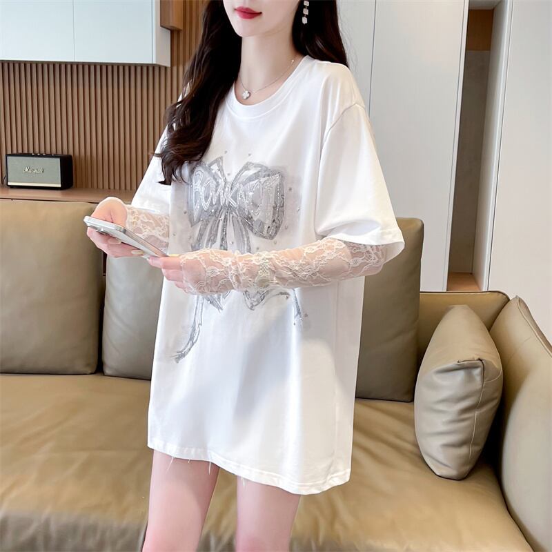 話題沸騰中 レイヤード風 美人度アップ ルーズ Tシャツ ＜S-8707＞
