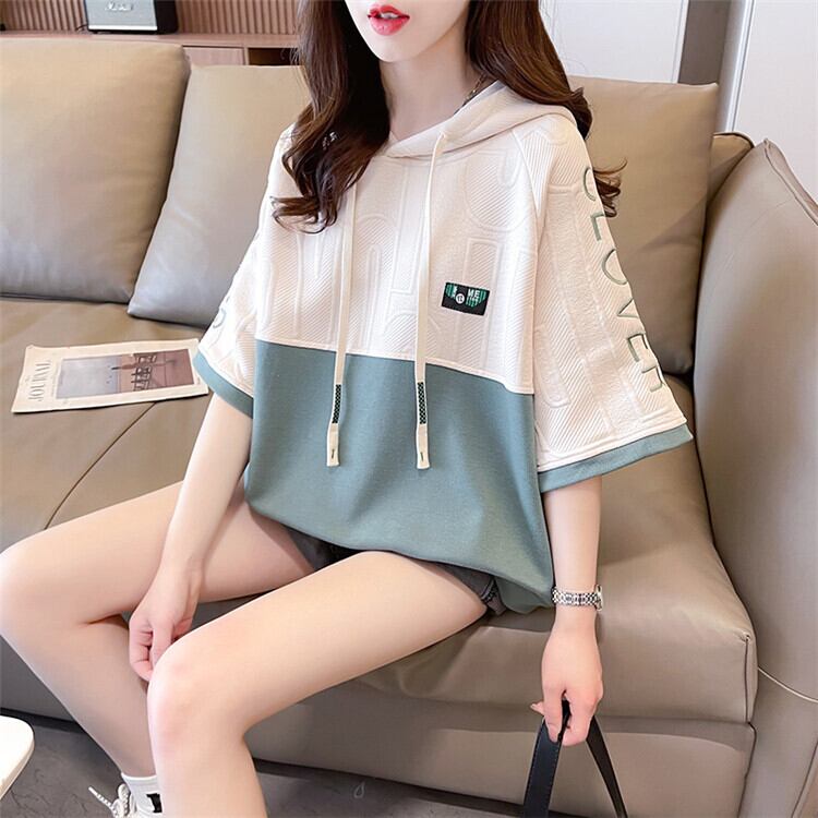 高級感 帽子付き 半袖 Tシャツ スウェット ＜S-8640＞