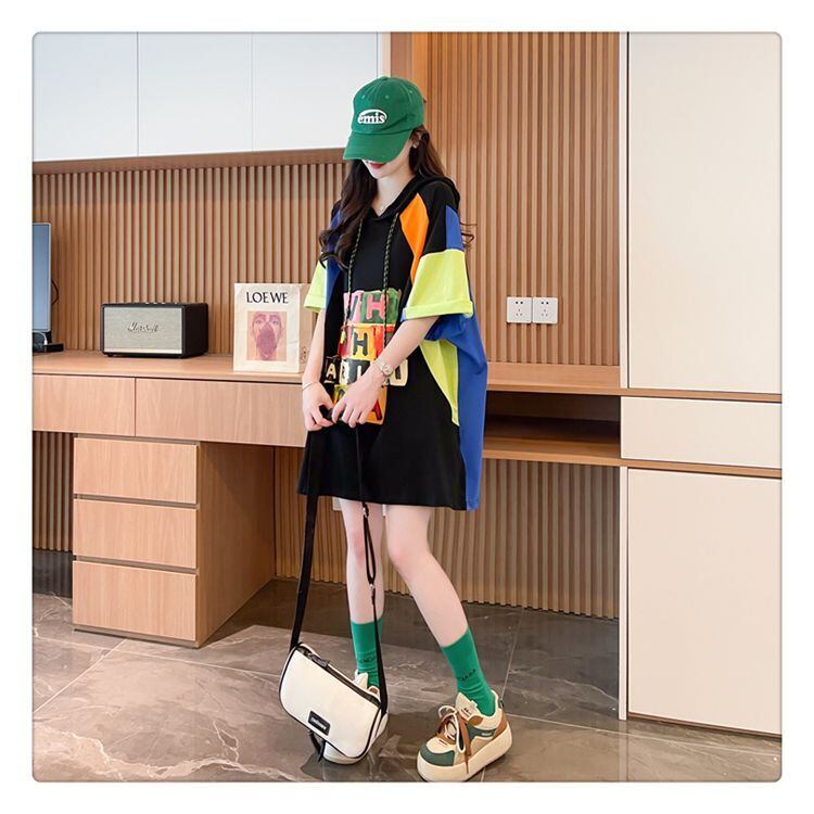 売り切れ必至 切り替え カジュアル カラーマッチング プリント全2色 半袖Tシャツ<S-8723>