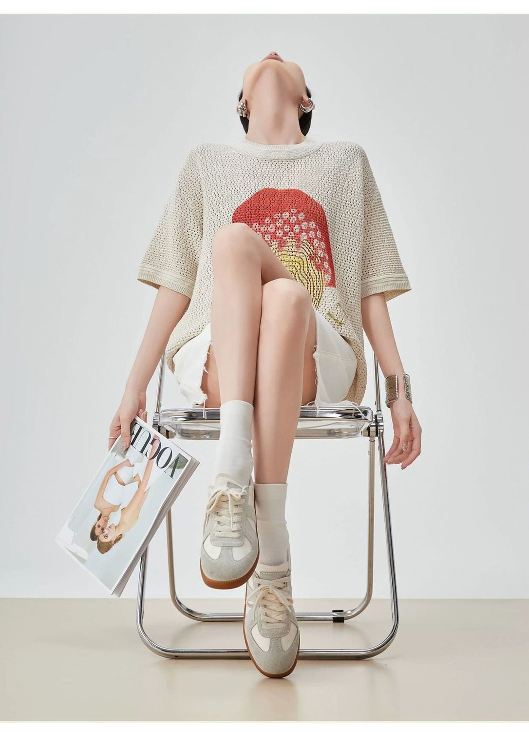 夏新作 ニット プリント ファッション Tシャツ <S-13202>