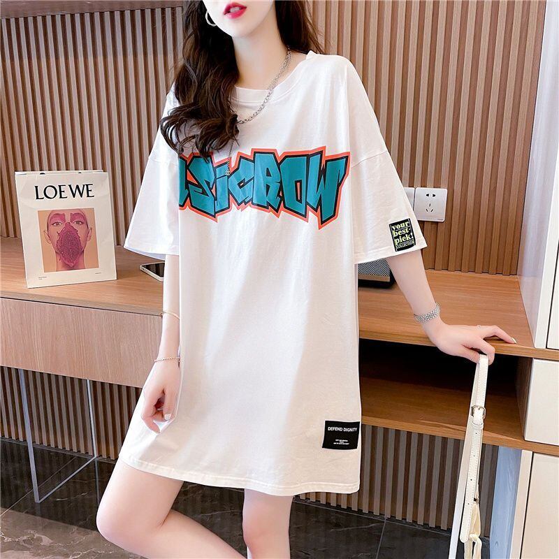 組み合わせやすい アルファベット 数字ロゴ プリントTシャツ ゆったり半袖＜S-6527＞