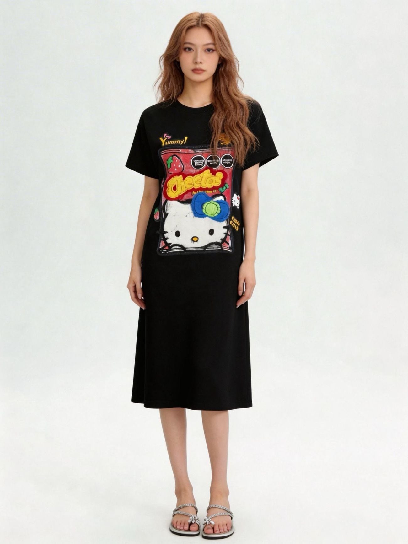 新作 プリント シンプル Tシャツ ワンピース <S-13174>