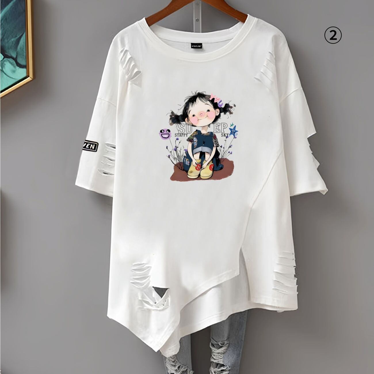 絶対流行 カジュアル 早い者勝ち 2色選択 Tシャツ<S-11651>