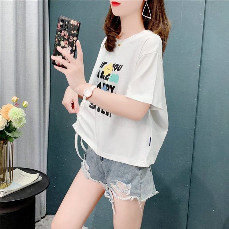 個性的なデザイン 切り替え 一目惚れ プリント Tシャツ カットソー＜S-3671＞