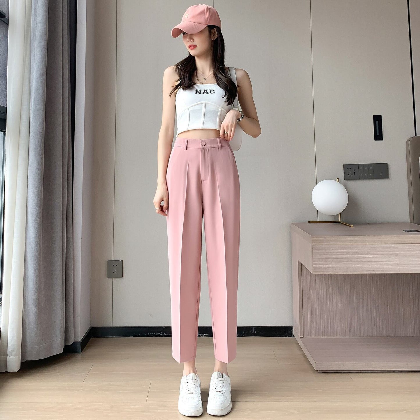 超人気 9分丈スラックスパンツ ファッション 通勤パンツ<S-8182>