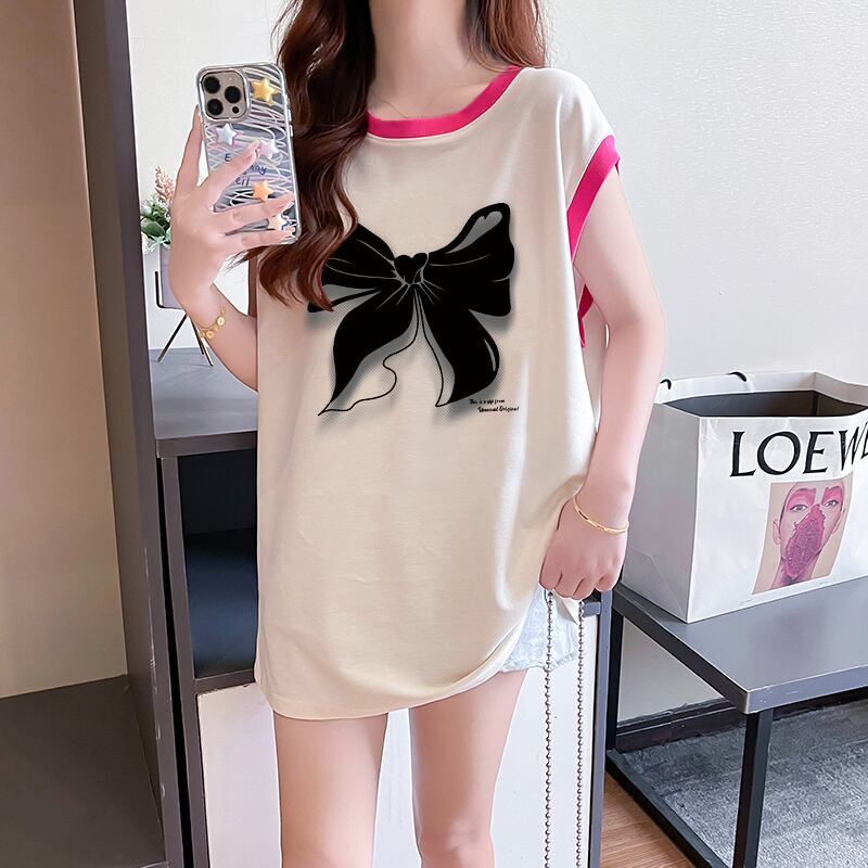 超人気 プリント全4色 軽い生地が夏にぴったり！ ノースリーブ Tシャツ カットソー＜S-9075＞