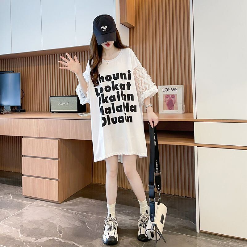 ファッション 切り替え 個性派 プリント 3色選択 半袖Tシャツ＜S-8548＞