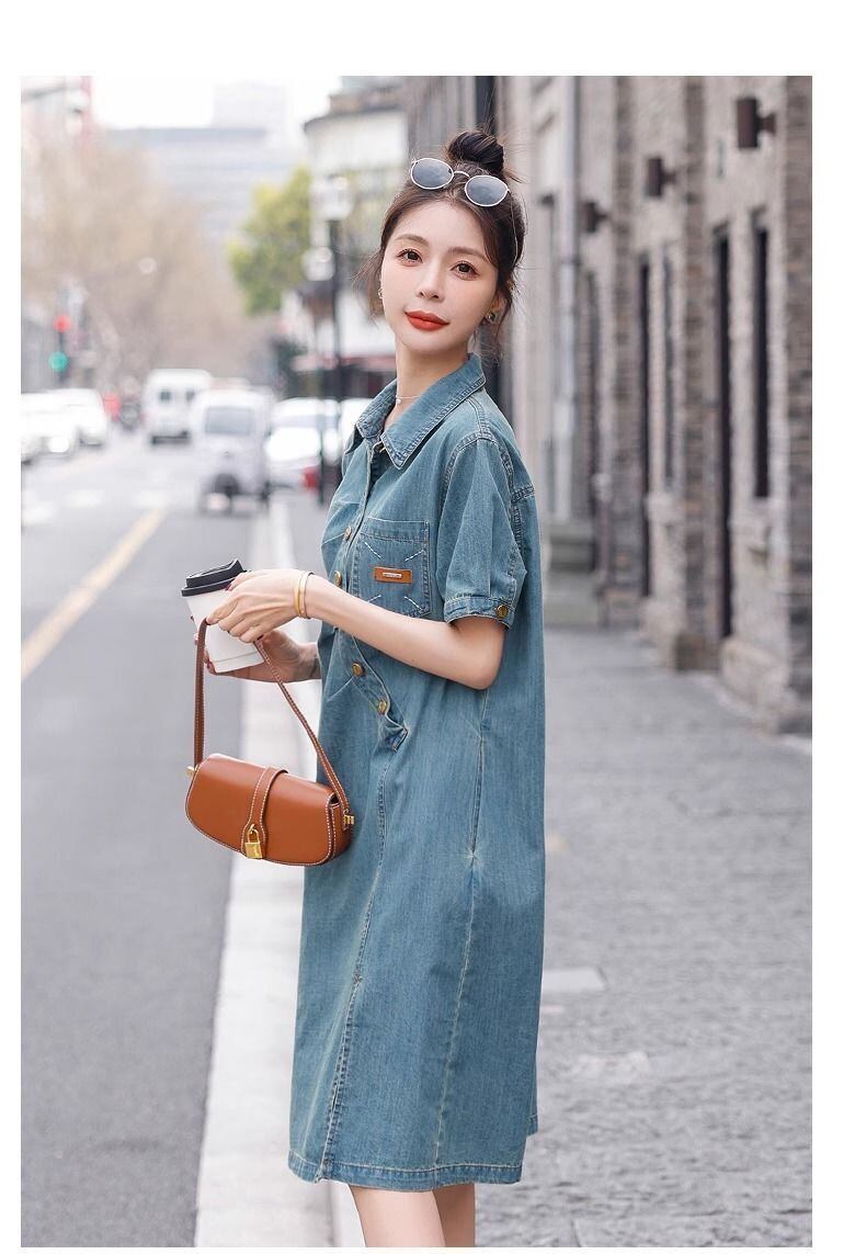 売り切れ必至 上質 好感度UP カジュアル デニム ワンピース<S-8917>