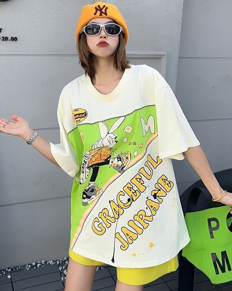 着回し力抜群 ファッション 個性派 レース プリント全3色 半袖Tシャツ<S-8981>