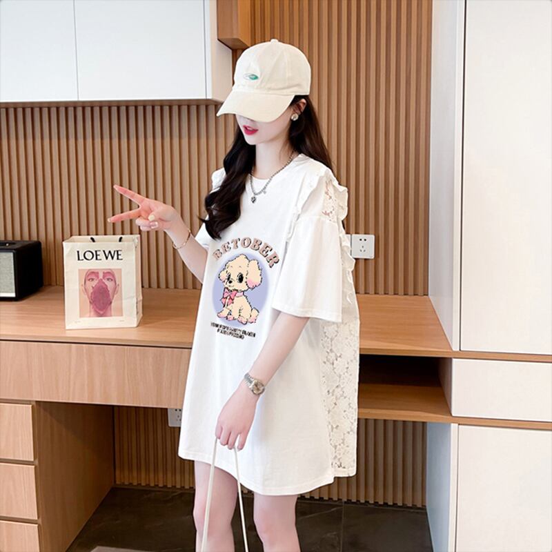 今季マストバイ レース 可 透かし彫り 切り替え 2色選択 Tシャツ カットソー＜S-8493＞