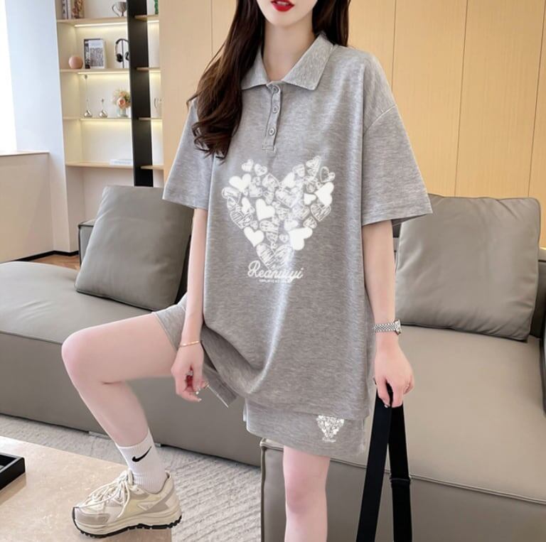 売り切れ必至 シンプル 清涼感たっぷり 半袖Tシャツ＋パンツ セットアップ＜S-8195＞