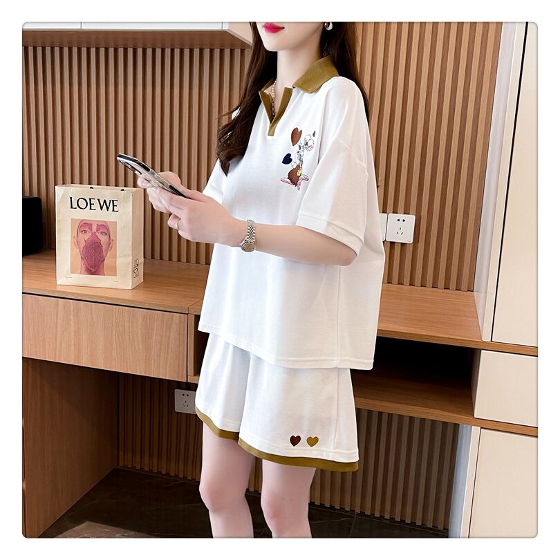 定番シンプル 切り替え カジュアル 半袖Ｔシャツⅹパンツセット全3色 <S-8267>