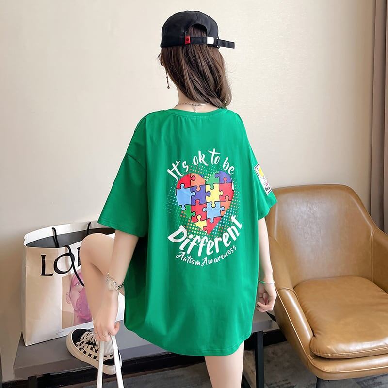 デザイン感 切り替え チャーミング プリント Tシャツ カットソー＜S-3409＞