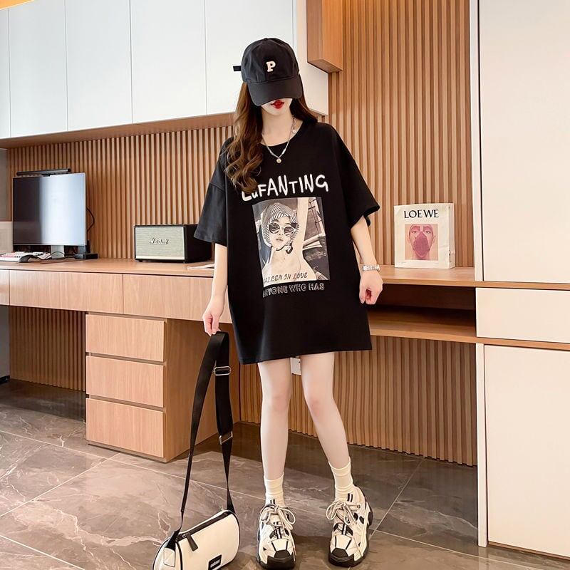 質感のいい 半袖 ラウンドネック Tシャツ ワンピース ＜S-8638＞