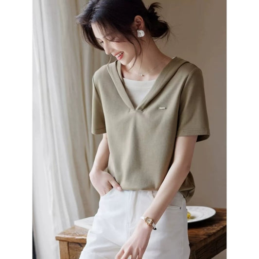 着回し力抜群 レイヤード風 ファッション Tシャツ<S-8345>