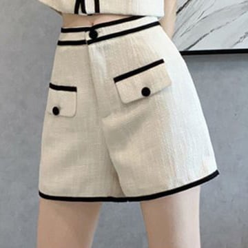 おすすめ ファッション 上品 カジュアル 切り替え 半袖 Tシャツ ショートパンツ セットアップ ＜S-8858＞