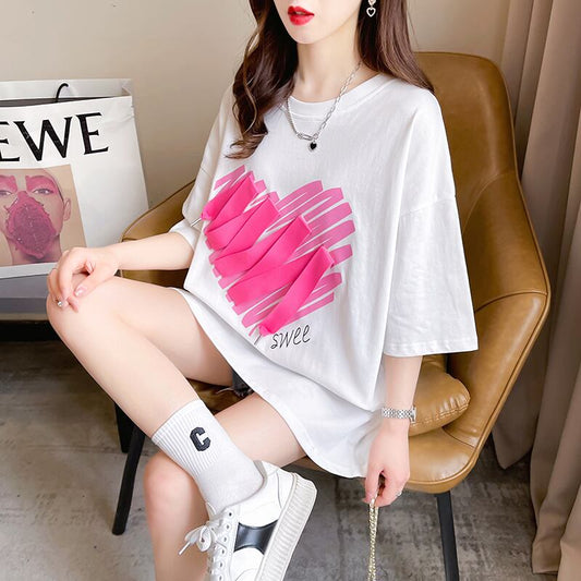 柔らかくて優しい印象 ゆったり ファッション感満々 ロング丈 3色半袖Tシャツ＜S-9206＞