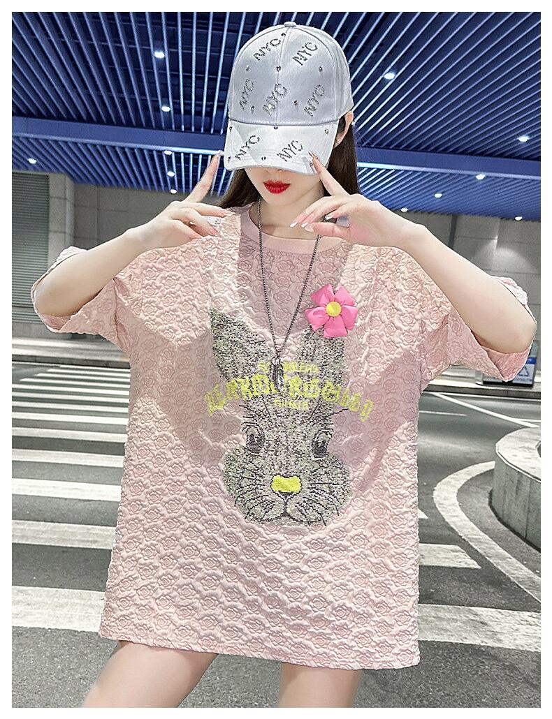 話題沸騰中 キュート カジュアル ホットダイヤモンド 半袖Tシャツ＜S-8626＞
