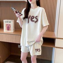 主役級 カジュアル シンプル 半袖Ｔシャツⅹパンツセット全2色<S-11662>