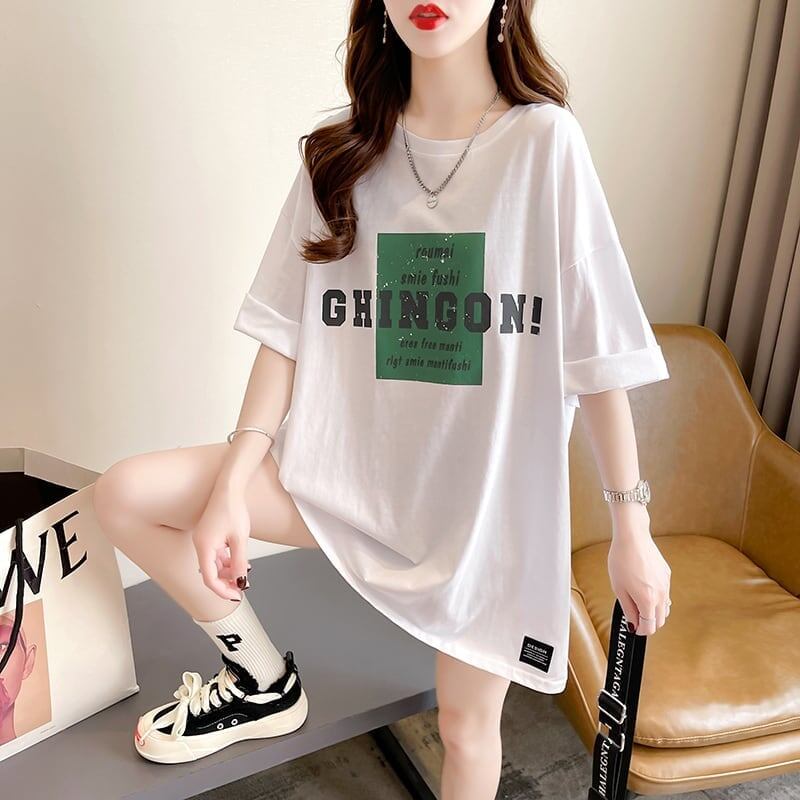 着心地抜群 切り替え 女性力を高める プリント Tシャツ カットソー＜S-3592＞