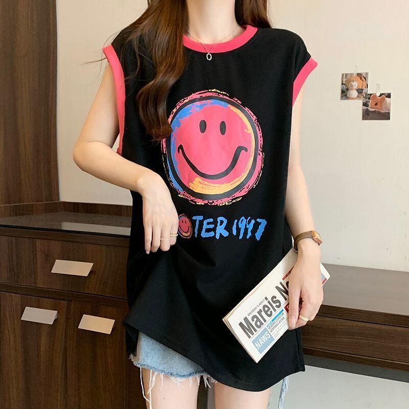 【半額！期間限定！！】超人気 ファッション カジュアル プリント ノースリーブ Tシャツ<S-8487>