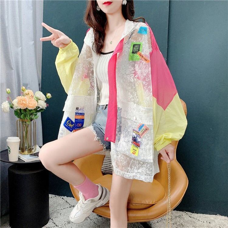 絶対流行 切り替え 新作 刺繍シャツ軽くて薄い日焼け止めコート＜S-4969＞