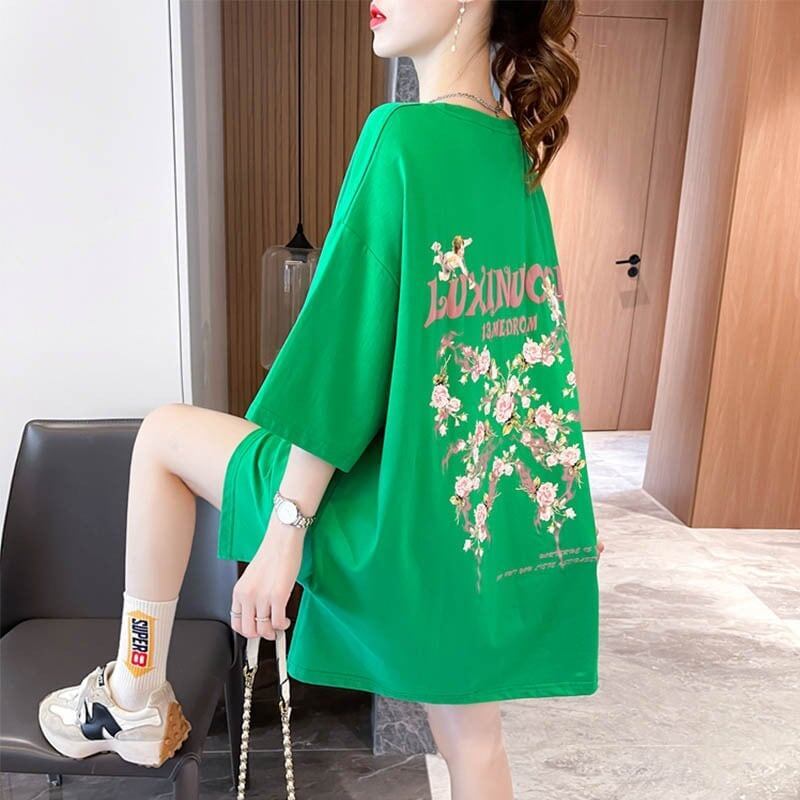 スタイリッシュ 切り替え 一目惚れ プリント Tシャツ カットソー＜S-3619＞