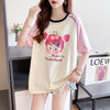 女子マスト ラグランTシャツ カラーマッチング ライトパープル アルファベットプリント半袖 ＜S-2974＞