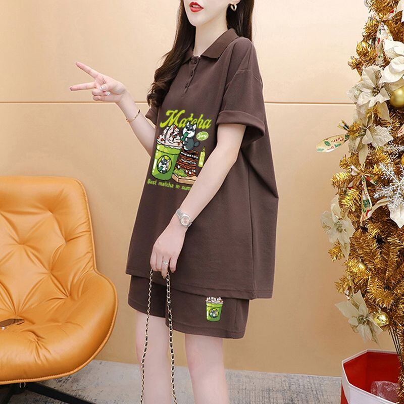 超人気 プリント カジュアル 半袖Ｔシャツⅹパンツセット全3色 <S-8528>
