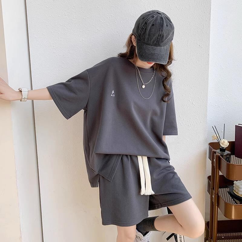 定番シンプル ?感?佳 夏に嬉しい機能付き カジュアル 全4色 半袖トップスⅹショートパンツセット<S-9079>