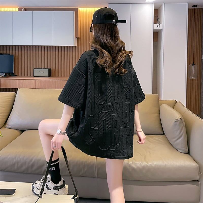 着心地良い ハート 立体風 プリントTシャツ 三色 ゆったり半袖＜S-2933＞