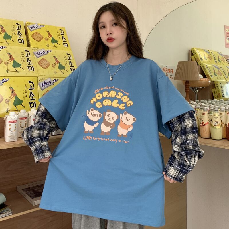 オシャレ度満点 ラウンドネック 個性的なデザイン カートゥーンプリント Tシャツ＜S-2257＞