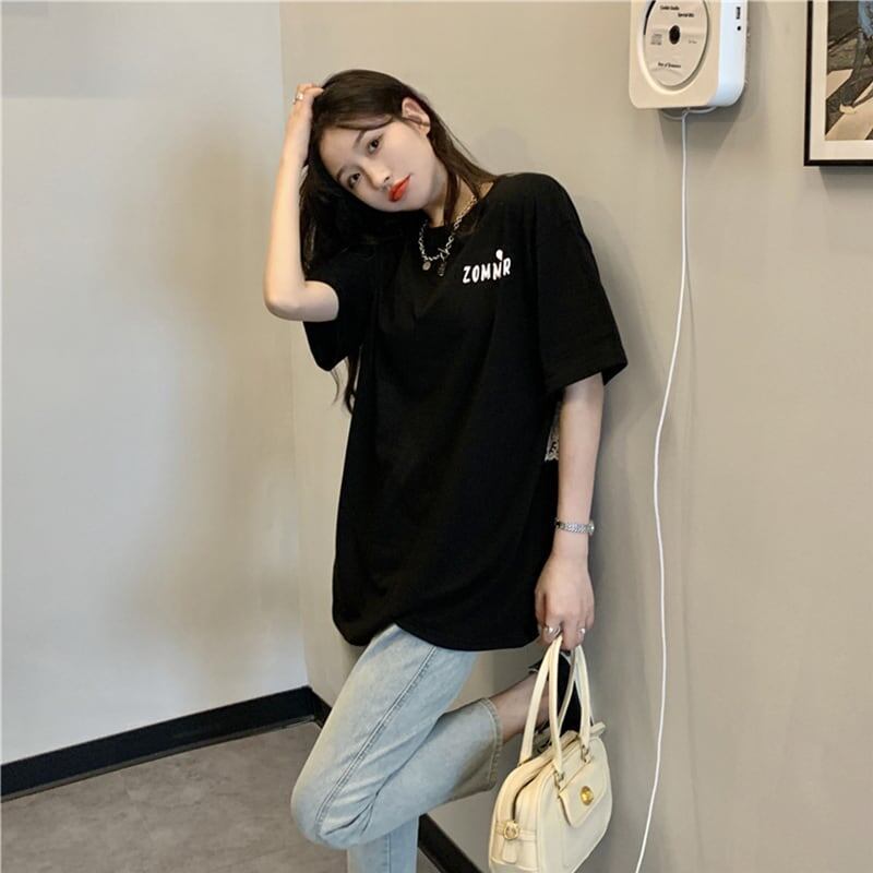 デザイン感 切り替え チャーミング プリント Tシャツ カットソー＜S-3538＞