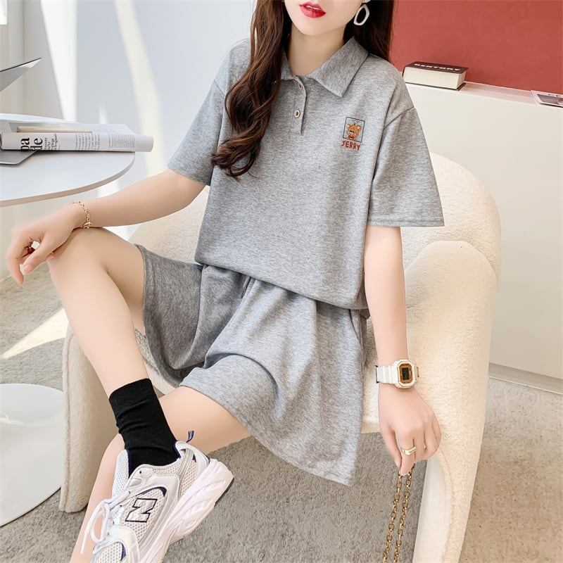 カジュアル 切り替え オシャレ度満点 Tシャツ＋ショートパンツ セットアップ＜S-3613＞