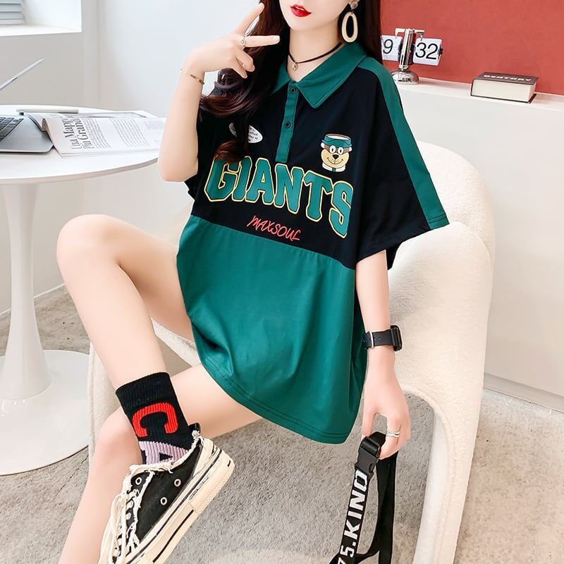 着心地抜群 POLOネック 好感度満載 アルファベット Tシャツ カットソー＜S-3218＞