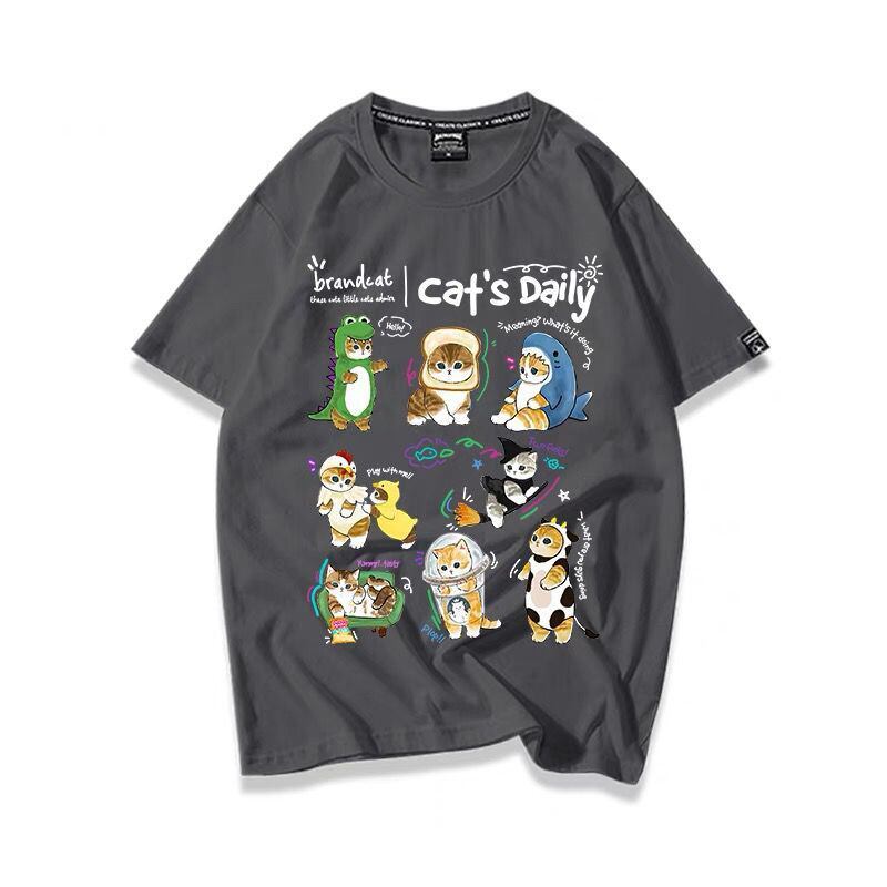 超人気 軽くて涼しくて可愛い！デザイン性抜群 カジュアル プリント全6色 半袖Tシャツ<S-9319>