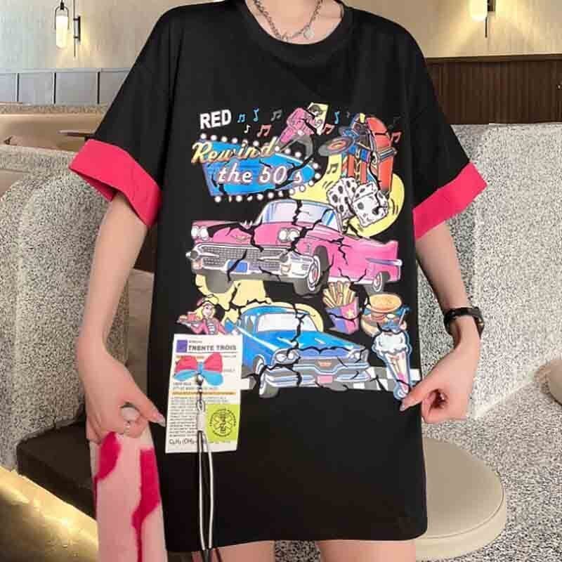 着心地抜群 カートゥーンプリント 美感いっぱい Tシャツ カットソー＜S-3126＞