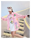 売り切れ必至 韓国風ファッション 上質 アバンギャルド プリント デニム Tシャツ ＜S-9479＞