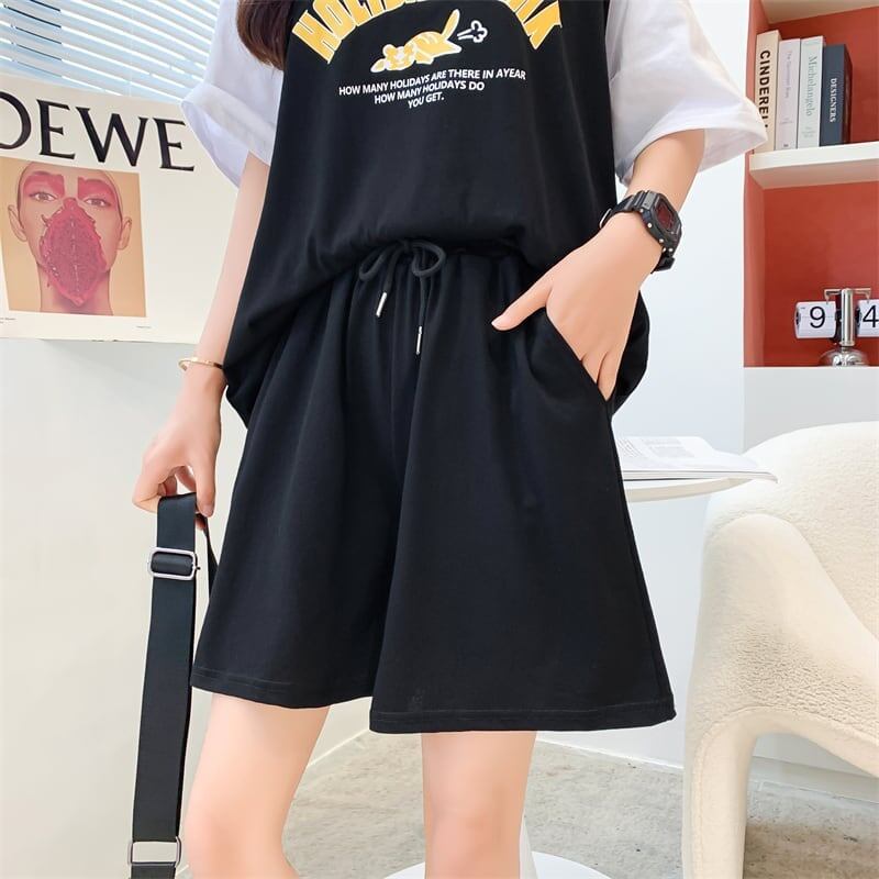 美人度アップ 切り替え チャーミング Tシャツ＋ショートパンツ セットアップ＜S-3615＞