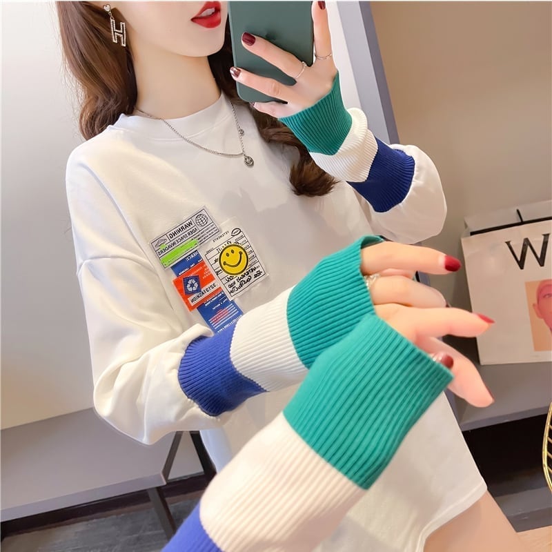 個性的なデザイン 切り替え 好感度満載 プリント Tシャツ カットソー＜S-3665＞