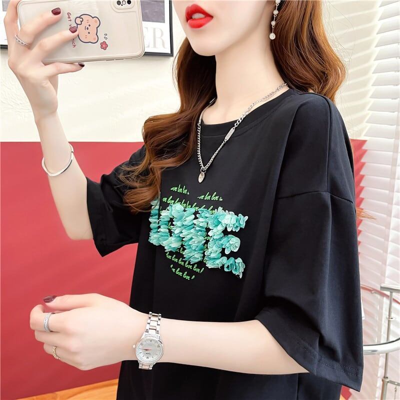 デザイン感 プリント チャーミング Tシャツ カットソートップス＜S-3151＞