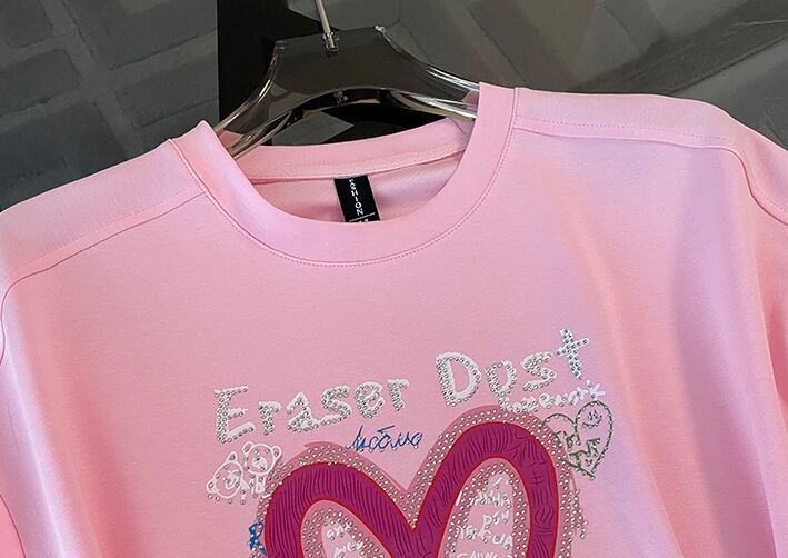 超人気 ホットダイヤモンド カジュアル プリント 半袖Tシャツ ショートパンツ セットアップ ＜S-9215＞