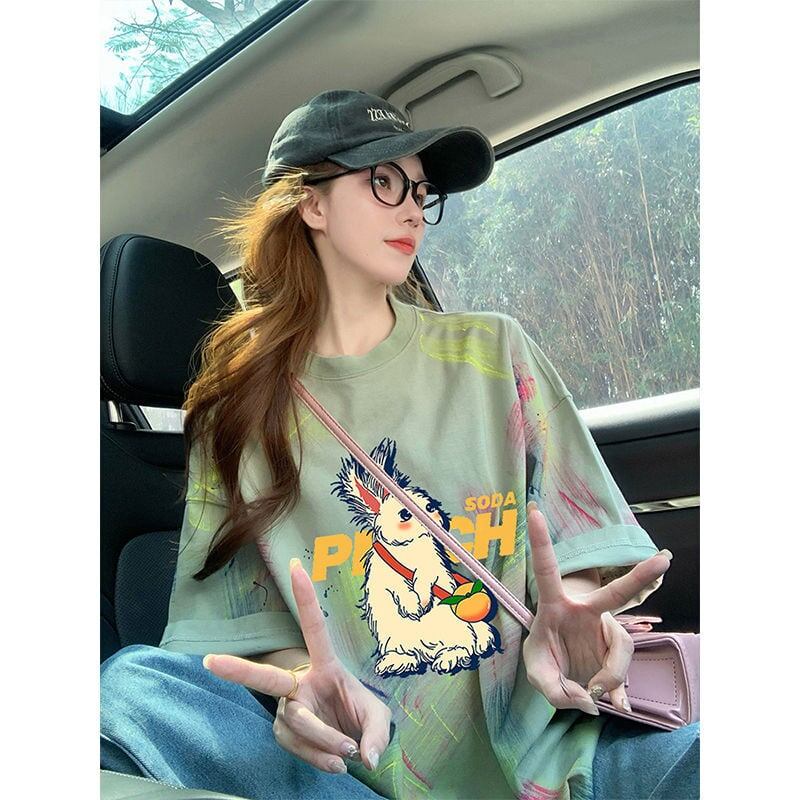 絶対流行 特別デザイン アバンギャルド プリント 半袖Tシャツ＜S-8598＞